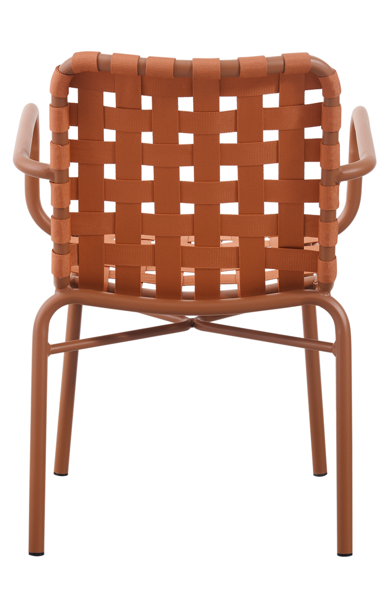 Outdoor Aluminum Woven Rope Chair W/ Orange Powder-Coated