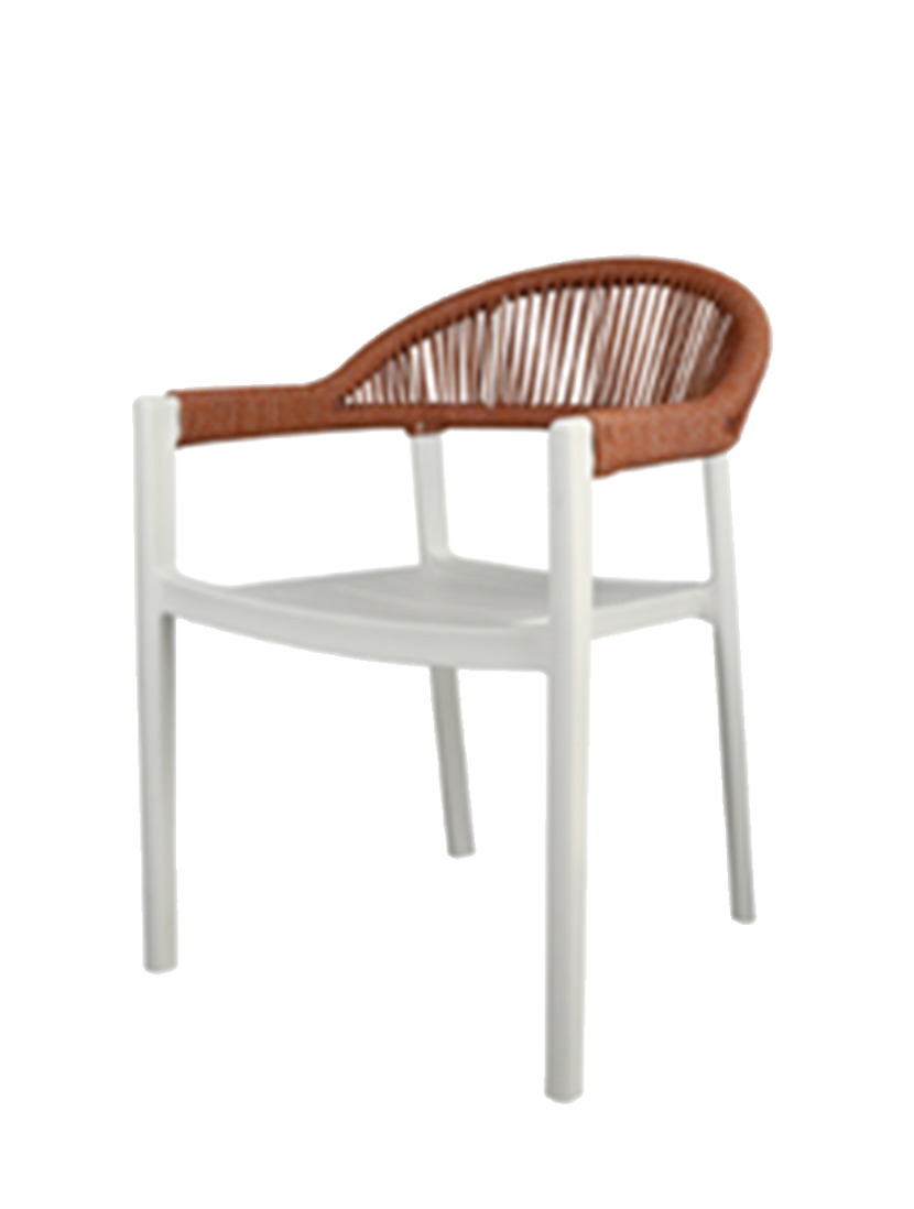 Aluminum Chair with Wicker/Rope Seat,  Finish White/Black