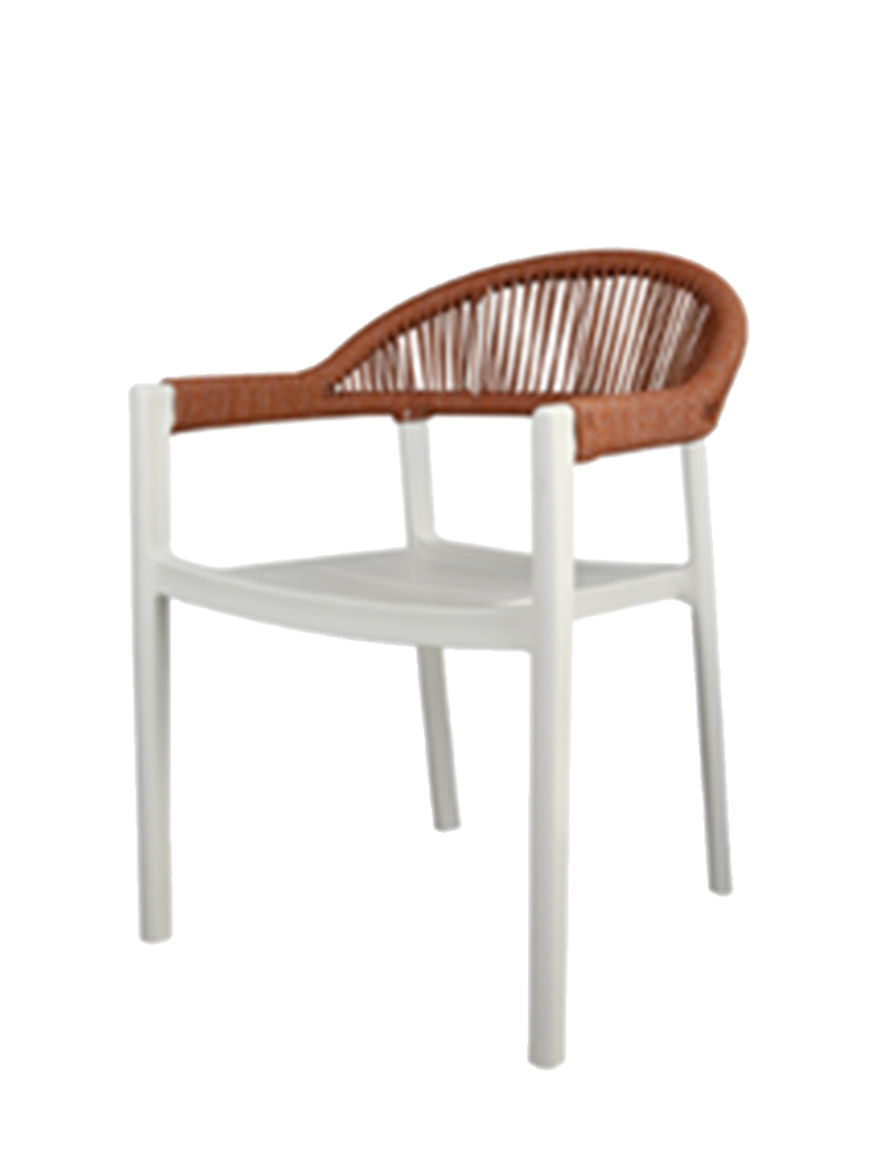 Aluminum Chair with Wicker/Rope Seat,  Finish White/Black