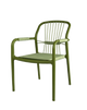 Aluminum ArmChair with Wicker/Rope Seat,  Finish Green/White