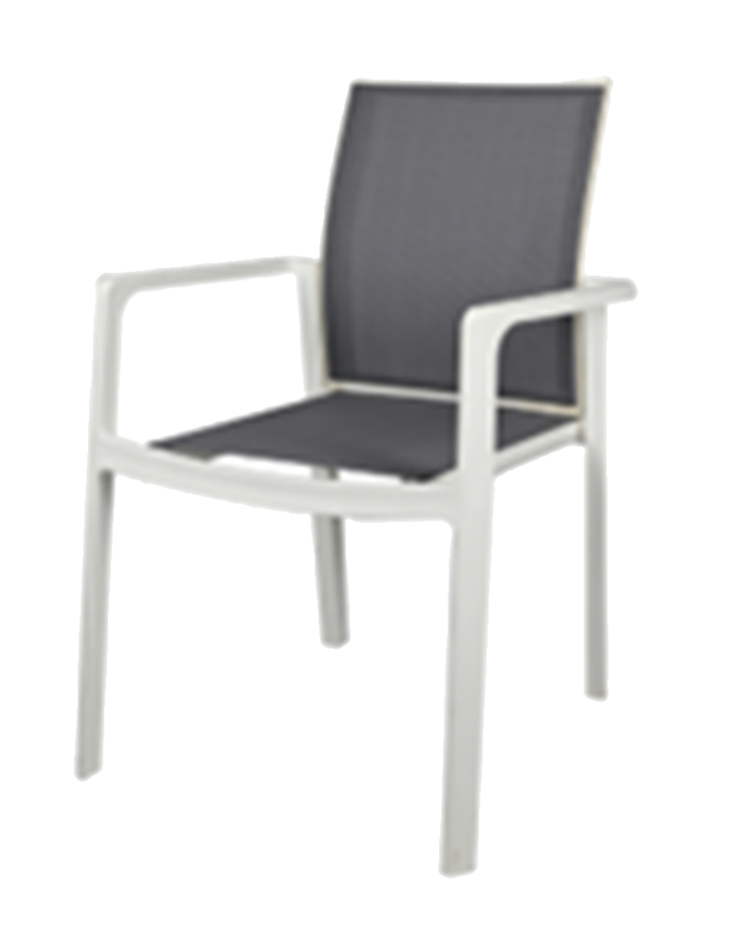 Aluminum Armchair with pp/Terslin/Rope/Rattan Seat, Finish Black/Green/White