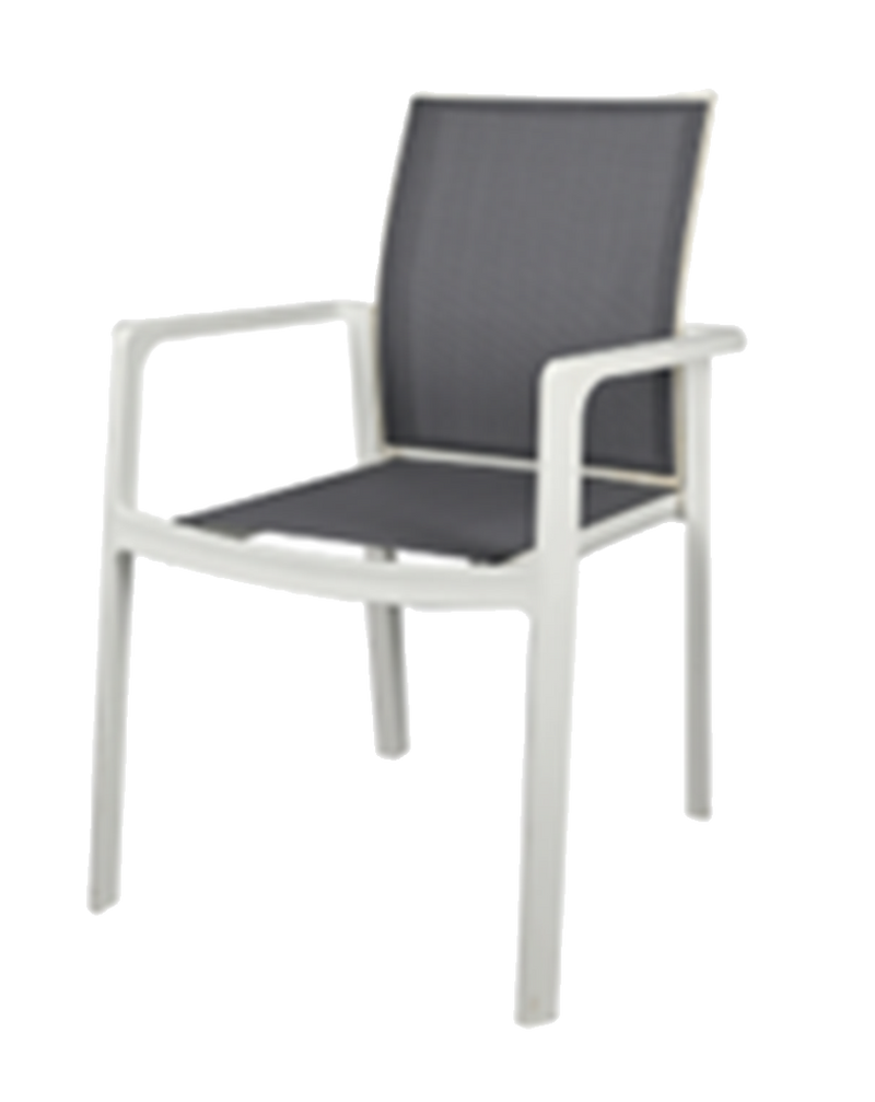 Aluminum Armchair with pp/Terslin/Rope/Rattan Seat, Finish Black/Green/White