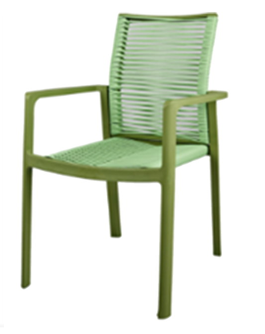 Aluminum Armchair with pp/Terslin/Rope/Rattan Seat, Finish Black/Green/White