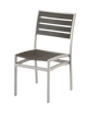 Outdoor Silver Frame Aluminum Chair with Grey Teak Slats Seat and Back
