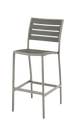Outdoor Silver Frame Aluminum Barstool with Grey Slats Seat and Back