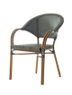 Outdoor Walnut Frame Arm Chair with Textilene Mesh Seat and Back