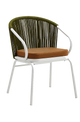 Outdoor White Metal Chair W/ Brown Seat