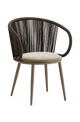 Outdoor Champagne Metal Chair W/ Grey Woven Rope