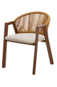 Outdoor Walnut Metal Rope Chair W/ Beige Cushioned Seat