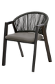 Outdoor Walnut Metal Rope Chair W/ Gray Cushioned Seat