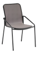 Outdoor Powder-Coated Black Metal Arm Chair W/ Textilene Seat