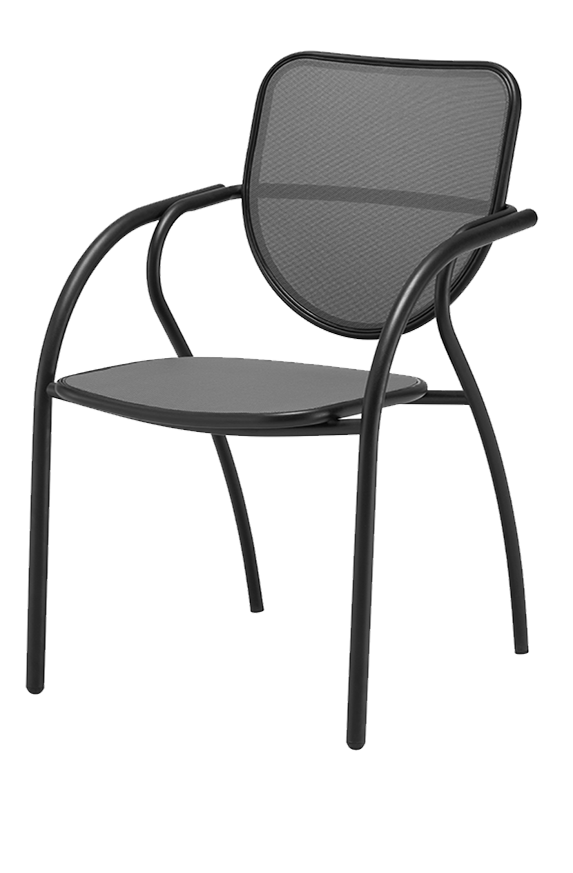 Outdoor Black Metal Chair W/ Textilene Seat