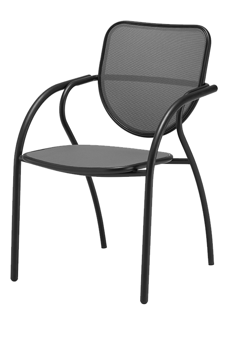Outdoor Black Metal Chair W/ Textilene Seat
