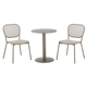Out Powder-coated Metal Chair and Table Set, Finish Beige