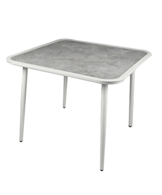 Aluminum Table with 3D printing tempered glass Table Top, Finish White