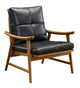 Walnut Solid AshWood Single Booth w/ Black Vinyl Seat