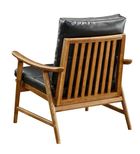Walnut Solid AshWood Single Booth w/ Black Vinyl Seat
