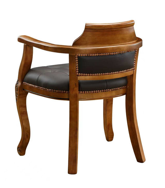 Rubber Wood ArmChair W/ Black Vinyl Seat