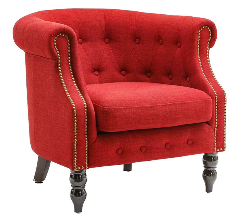 Solid Wood Chair W/ Red Velvet Upholstery Seat