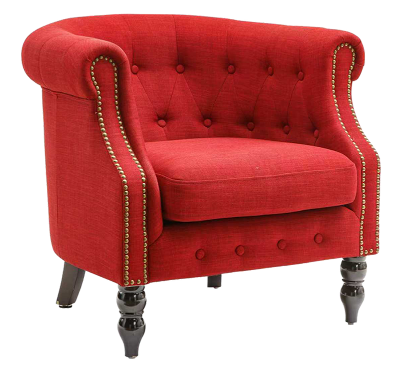 Solid Wood Chair W/ Red Velvet Upholstery Seat