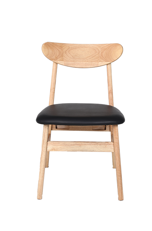 Natural Rubber Wood Chair with Gray Seat