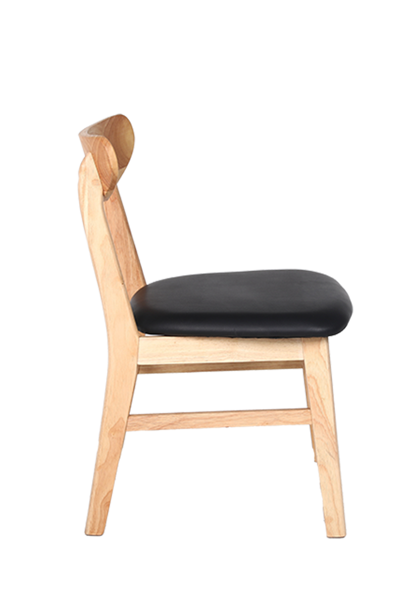 Natural Rubber Wood Chair with Gray Seat