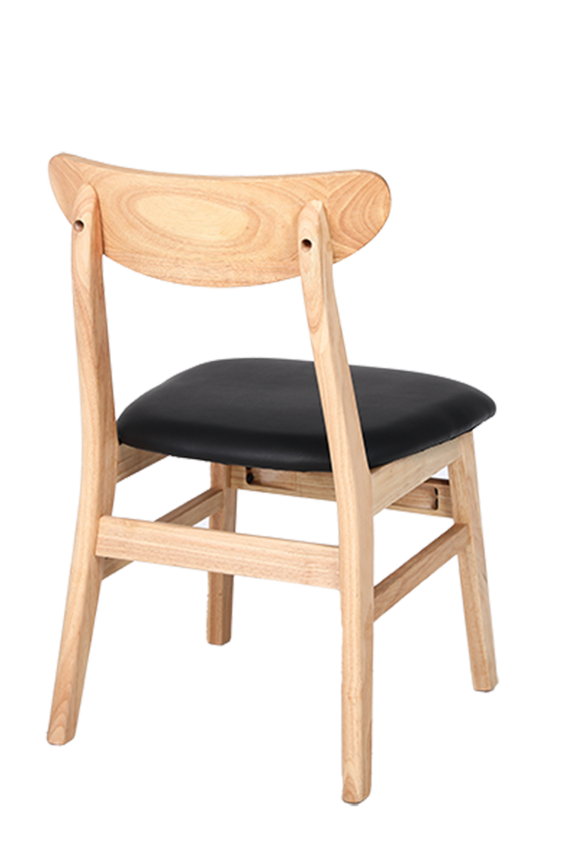 Natural Rubber Wood Chair with Gray Seat