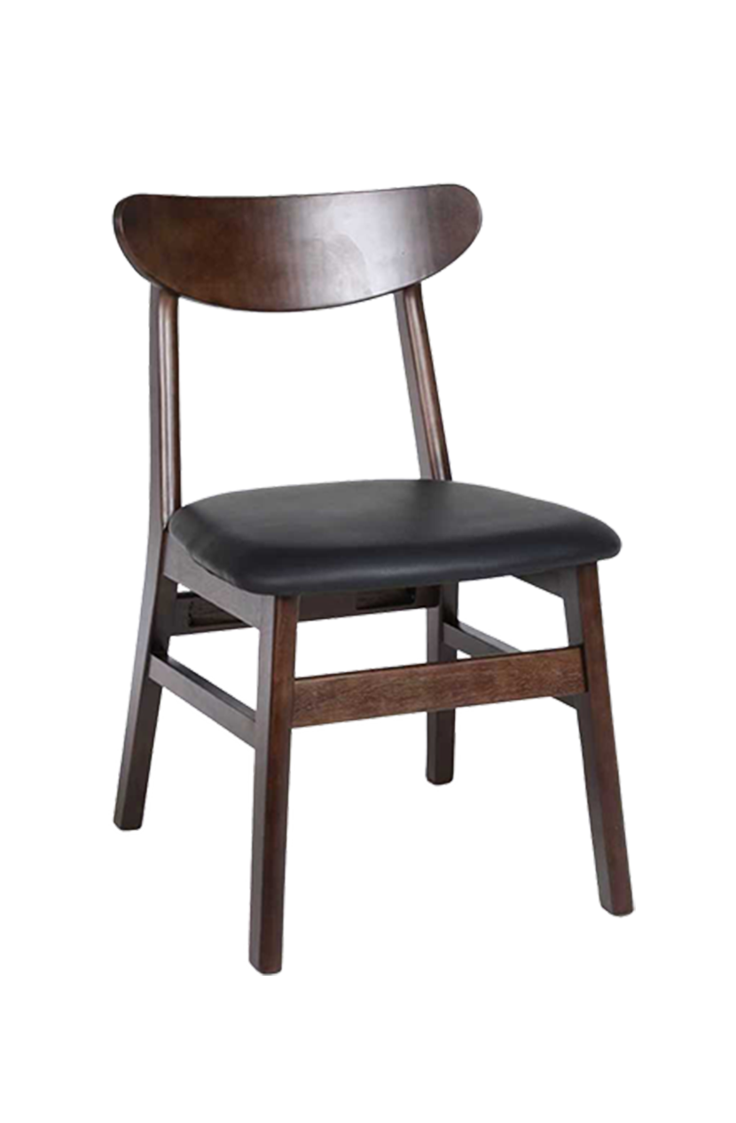 Rubber Wood Chair with Gray Seat, Finish Walnut