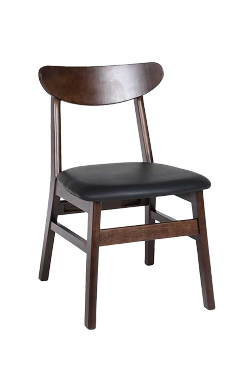 Rubber Wood Chair with Gray Seat, Finish Walnut
