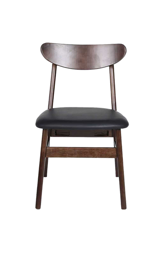 Rubber Wood Chair with Gray Seat, Finish Walnut
