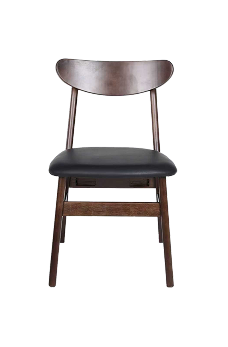 Rubber Wood Chair with Gray Seat, Finish Walnut