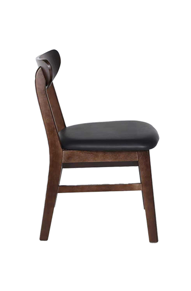 Rubber Wood Chair with Gray Seat, Finish Walnut