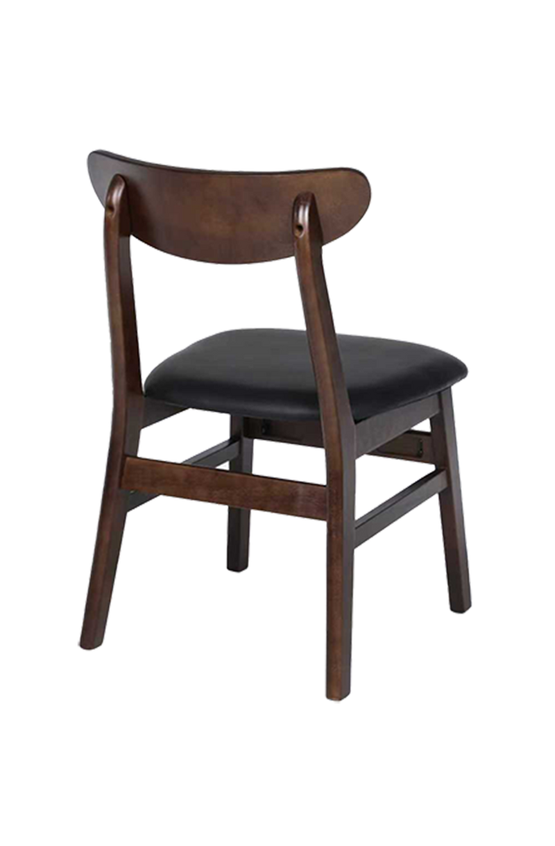 Rubber Wood Chair with Gray Seat, Finish Walnut