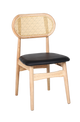 Rubber Wood Chair with PE Rattan Back, Black Seat, Finish Natural