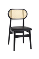 Rubber Wood Chair with PE Rattan Back, Black Seat, Finish Black,