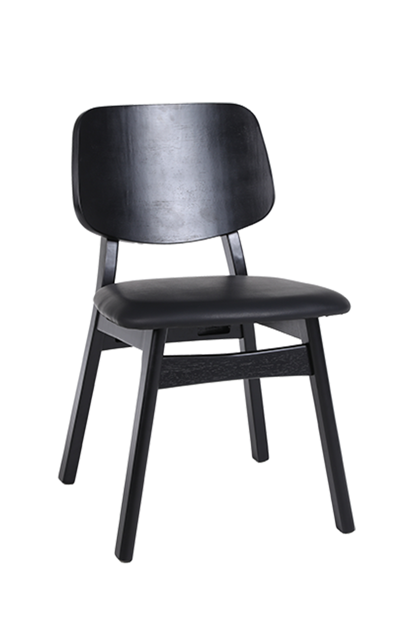 Black Rubber Wood Chair with Black Seat