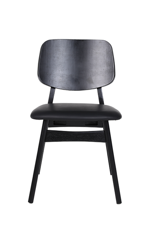 Black Rubber Wood Chair with Black Seat