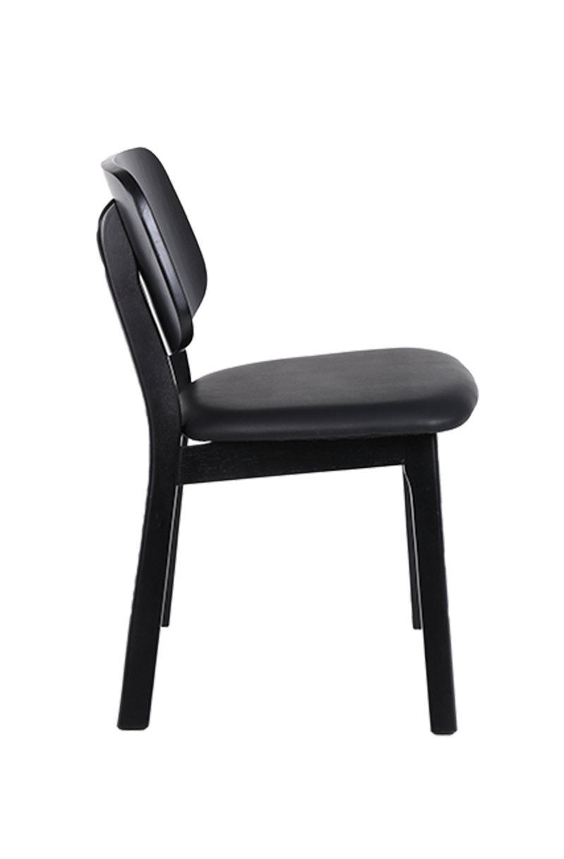 Black Rubber Wood Chair with Black Seat