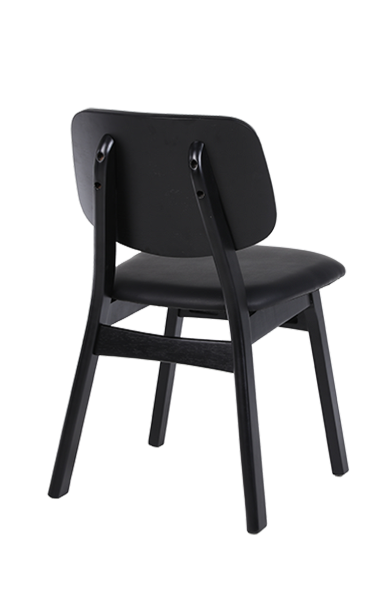 Black Rubber Wood Chair with Black Seat