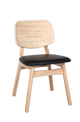 Natural Rubber Wood Chair with Black Seat