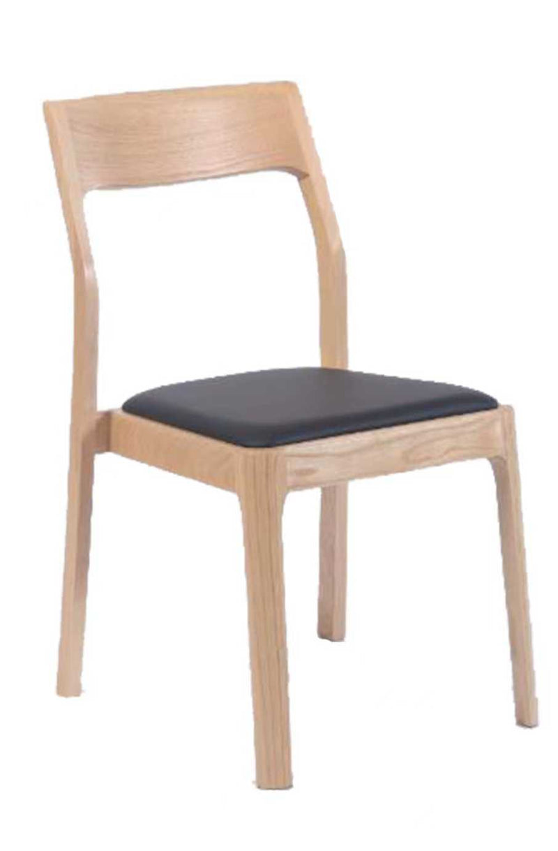 Light Natural Color Ash/Rubber Wood Chair With Vinyl Seat