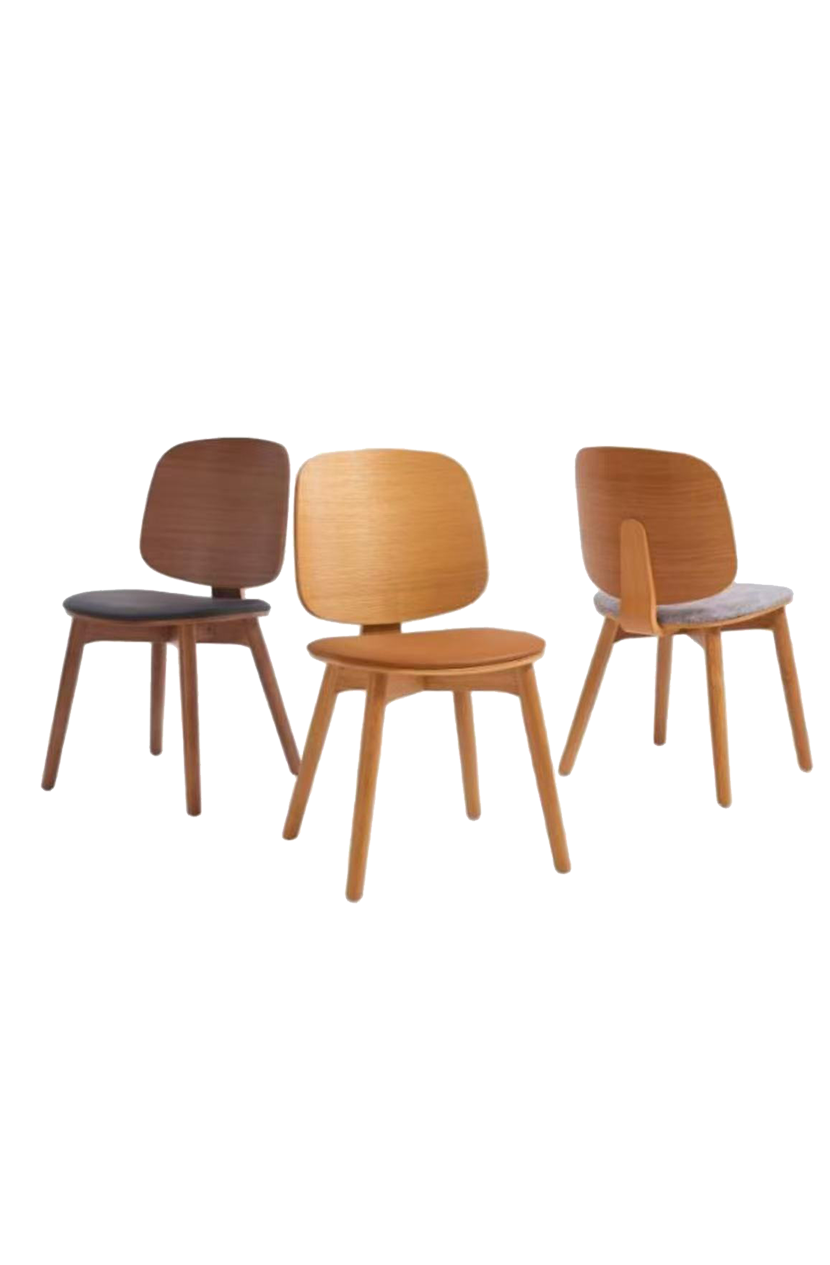 Natural Ash Wood Chair with Vinyl Seat, Wood Back