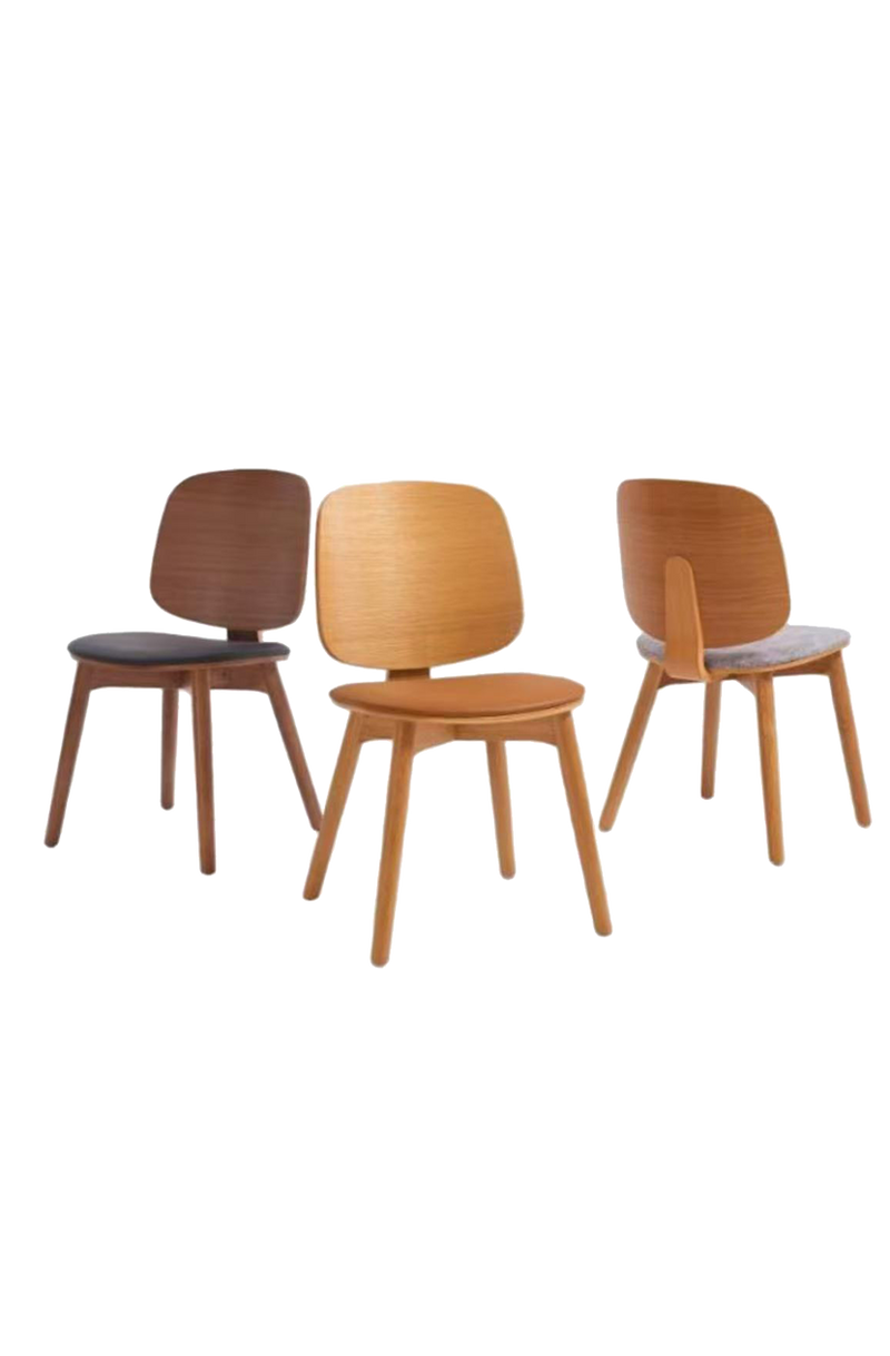 Natural Ash Wood Chair with Vinyl Seat, Wood Back