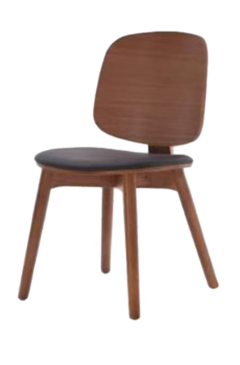 Natural Ash Wood Chair with Vinyl Seat, Wood Back