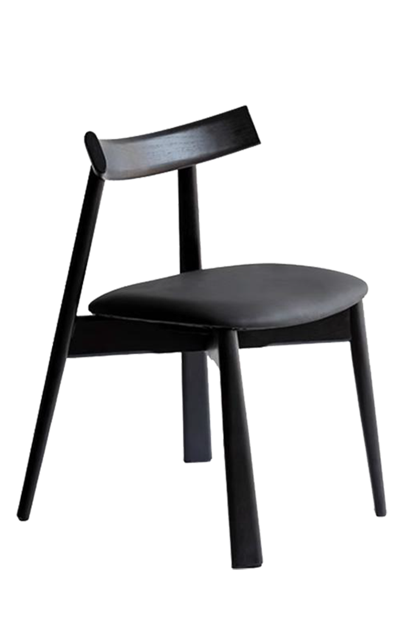 Black Seat&Frame Ash Wood Chair with Vinyl Seat