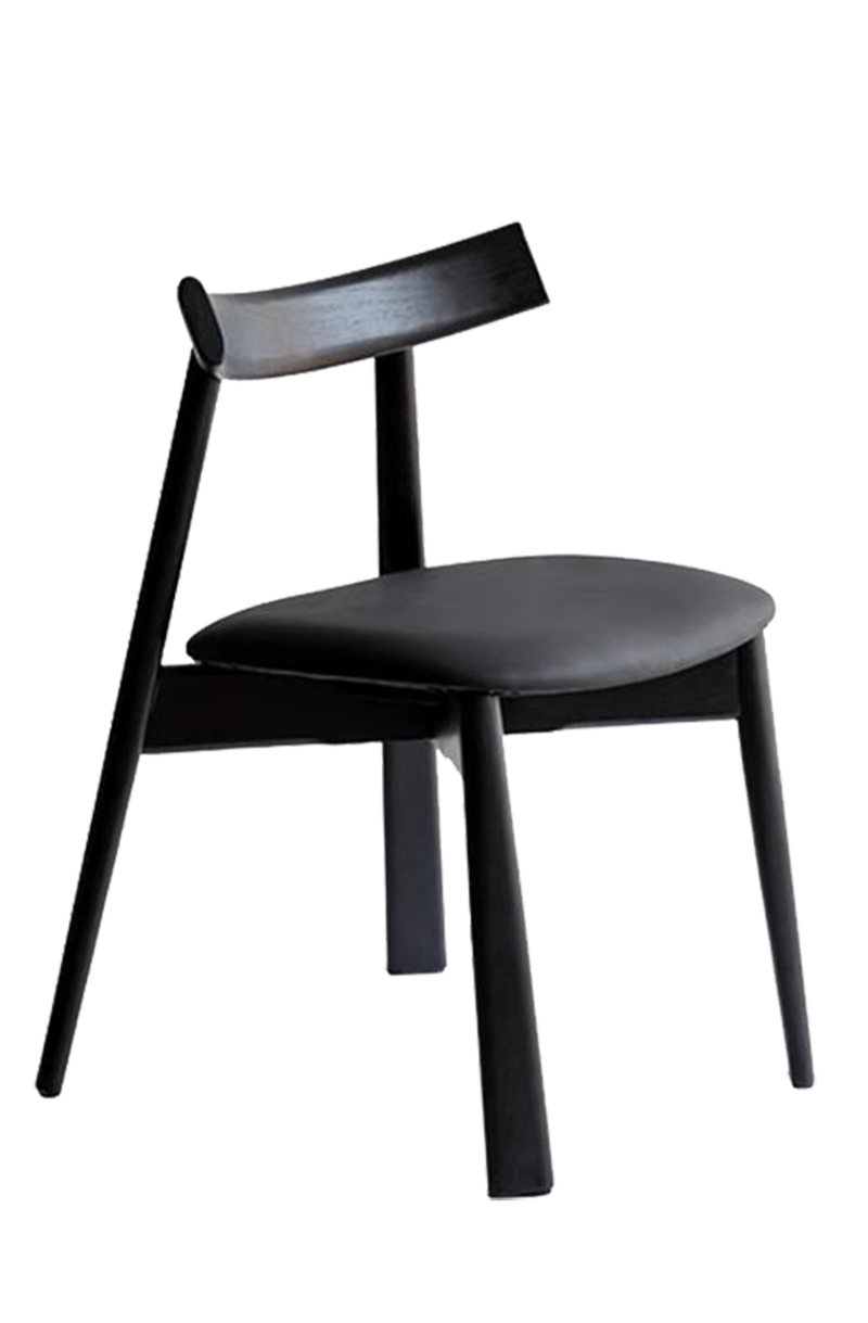 Black Seat&Frame Ash Wood Chair with Vinyl Seat