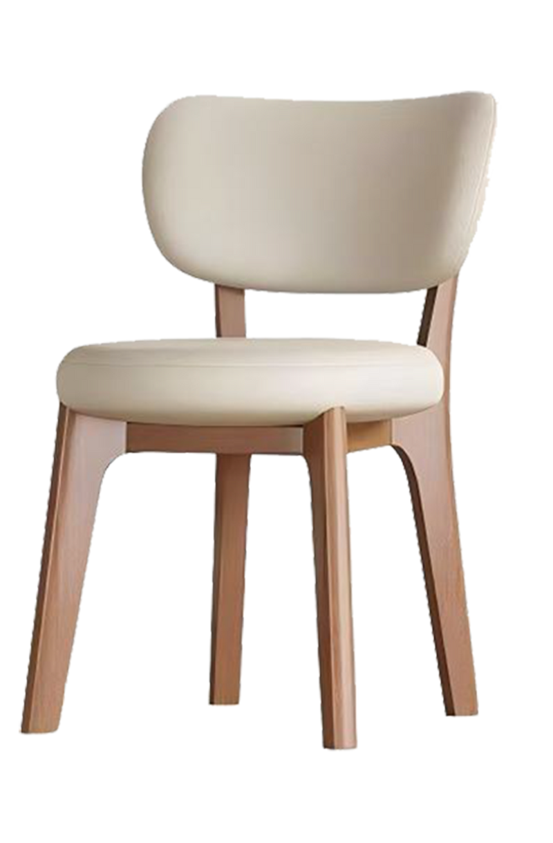 Beige Seat&Back with Natural Frame Wood Chair