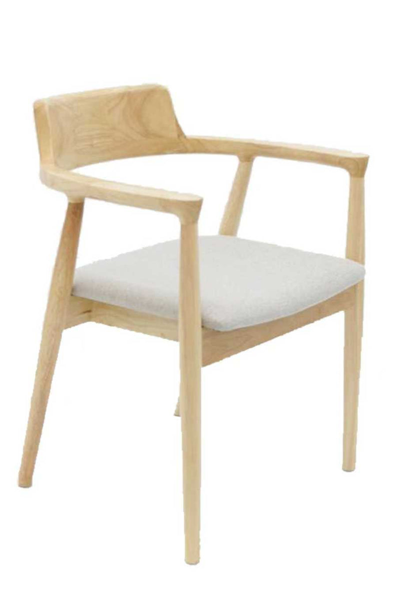Beige Vinyl Seat&Natural Frame Rubber Solid wood Chair