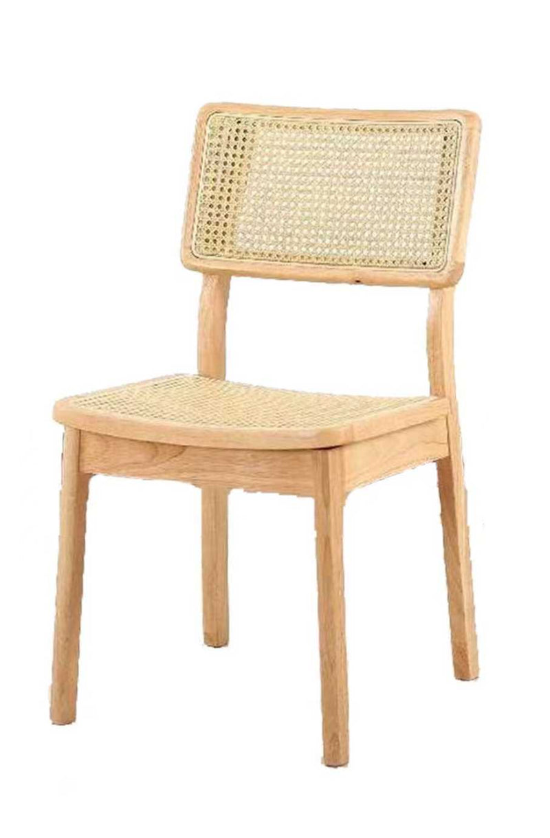 Rubber Wood Frame Chair with PE Woven Seat&Back, Finish Natural