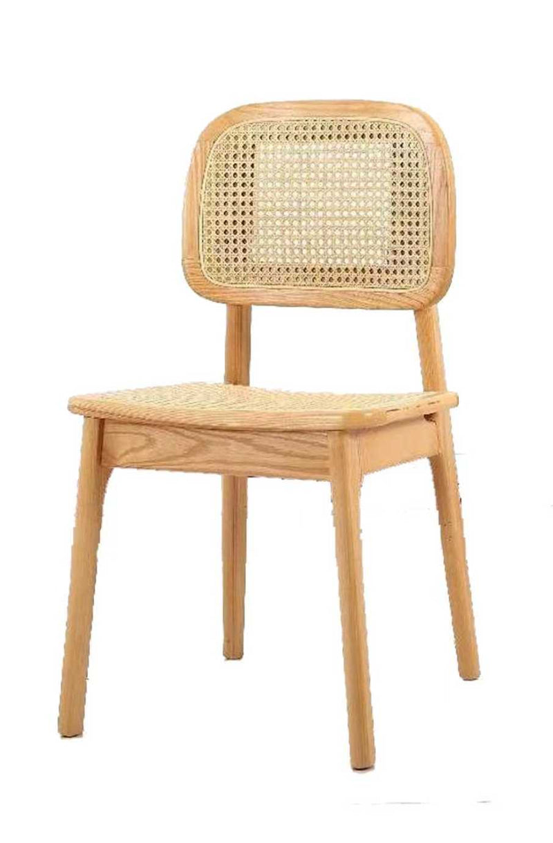 Ash/Rubber wood Chair With Woven Seat and Back, Finish Natural